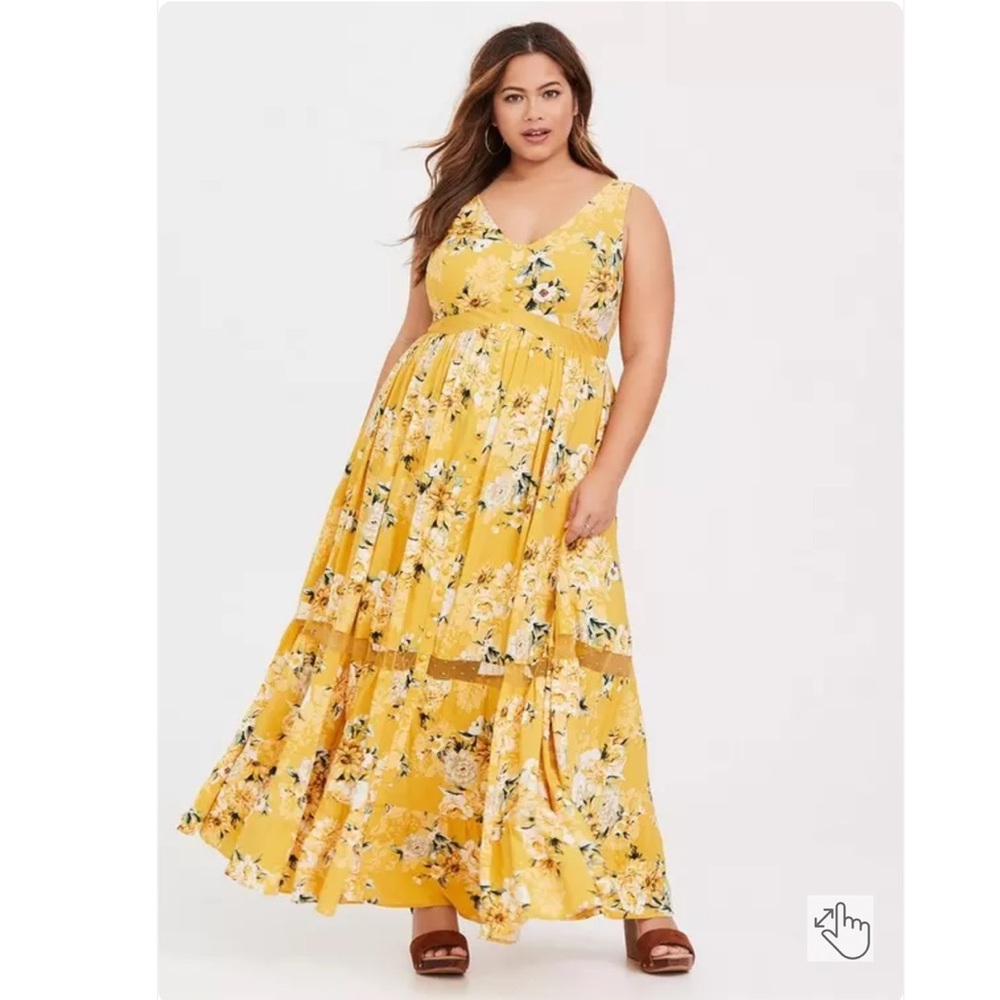 Torrid Yellow Floral Maxi Dress